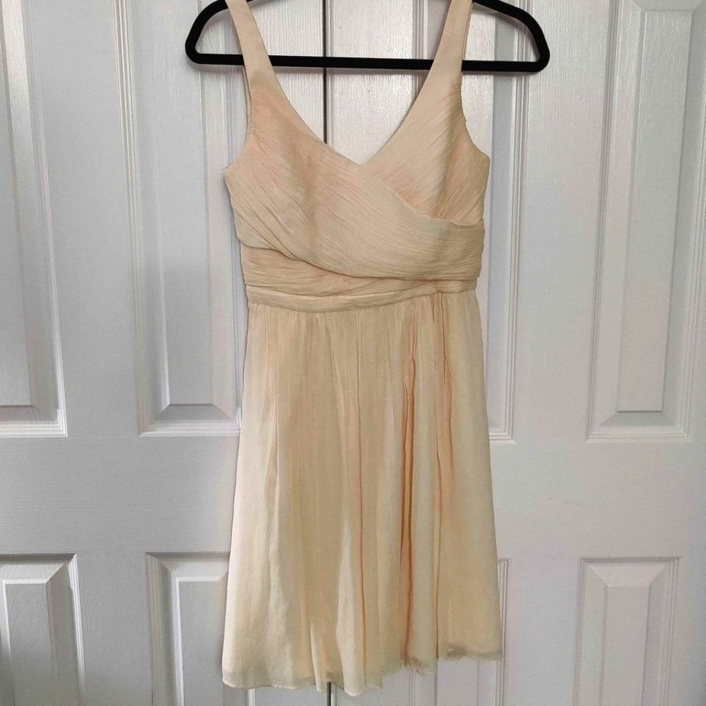 Cream Color Sleeveless Crossover Bodice Cocktail Prom Dress Size 2